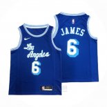 Camiseta Los Angeles Lakers LeBron James #6 Hardwood Classic 2021-2022 Azul